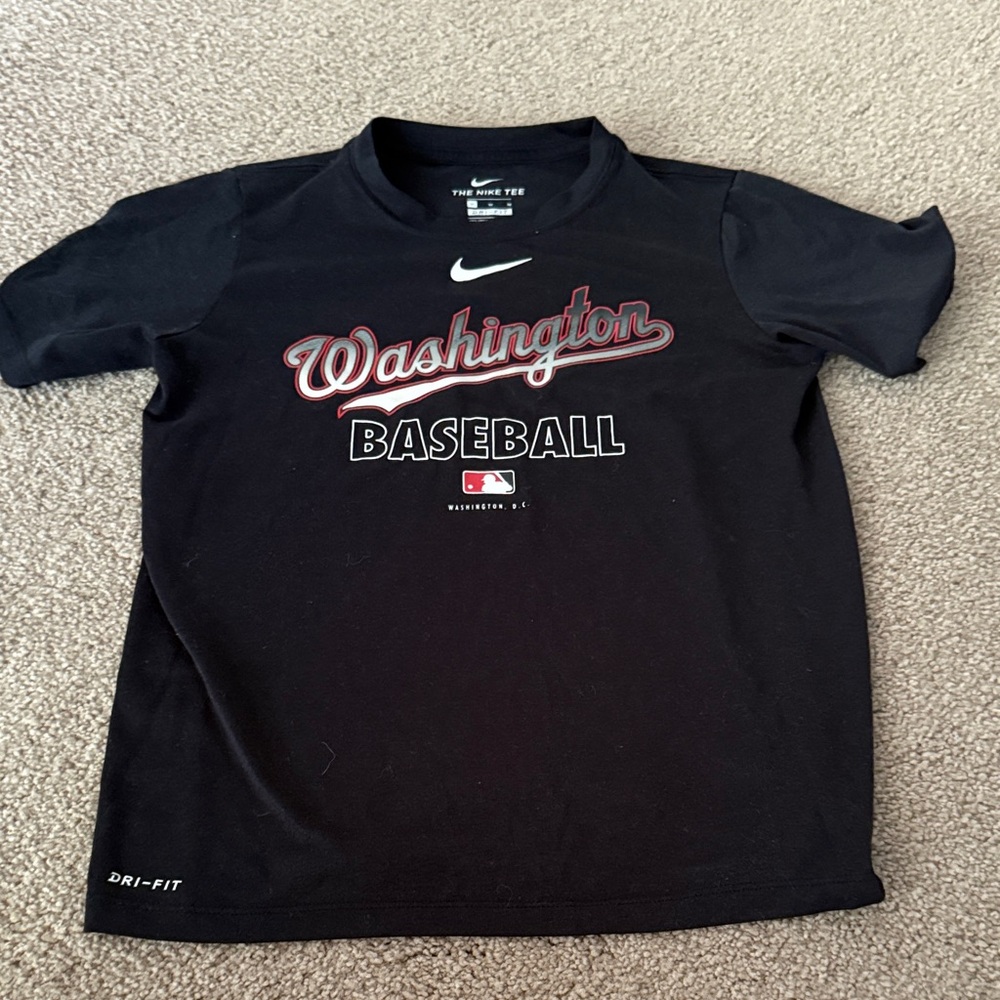 Nike Kids Black Washington Nationals Baseball Tee, Sz M